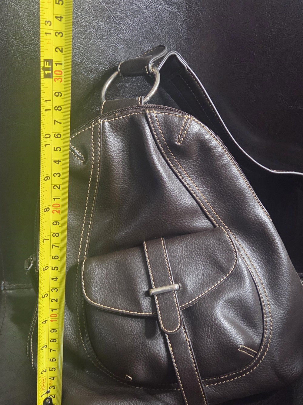 First Issue Liz Claiborne  Brown Leather Sling Bag Backpack Purse